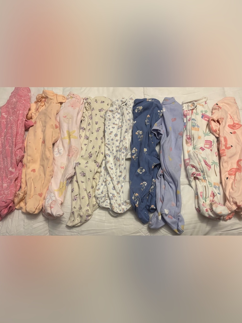 Girls' Mixed-Print One-Piece Sleepwear - Pastel Assortment